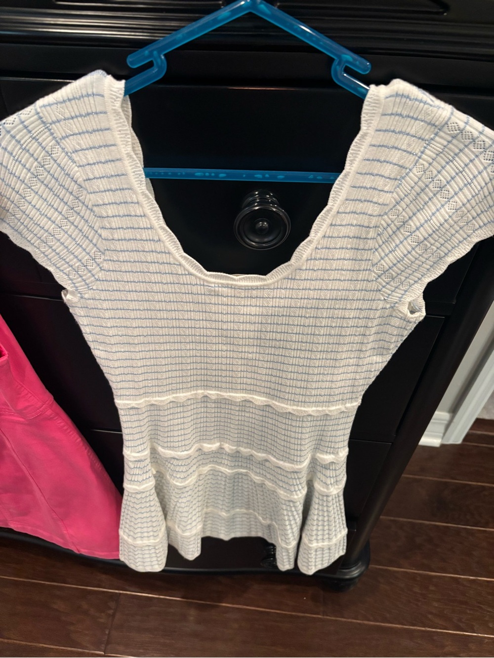 LoveShackFancy White Mini Dress with Light Blue stripe Elisavette - Picture 7 of 7